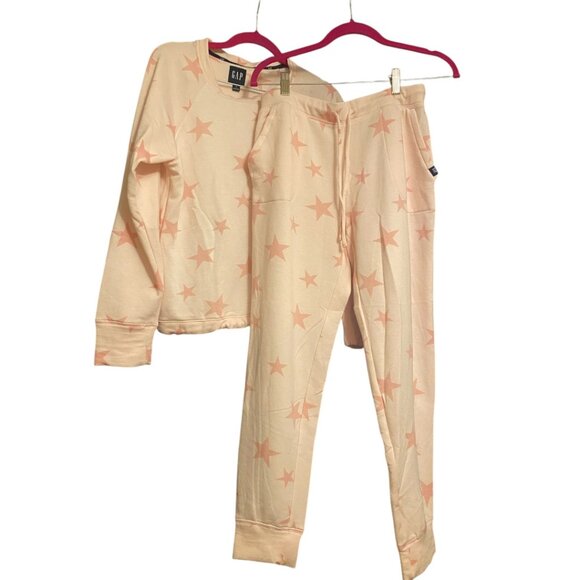 Pink With Stars Gap Super Soft Modal Fleece Jogger Lounge 2 Piece Set - Picture 2 of 5